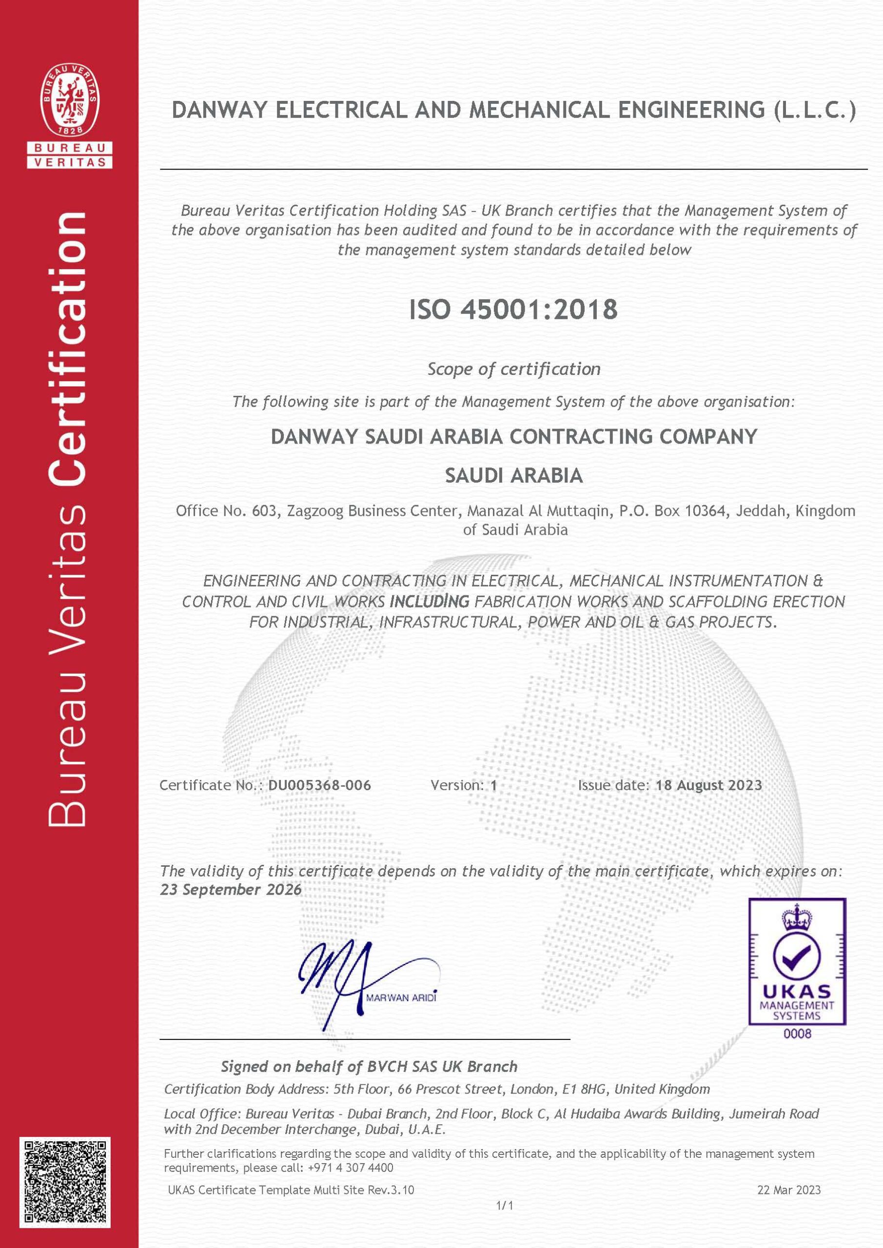 ISO45001:2018 Danway EME, KSA