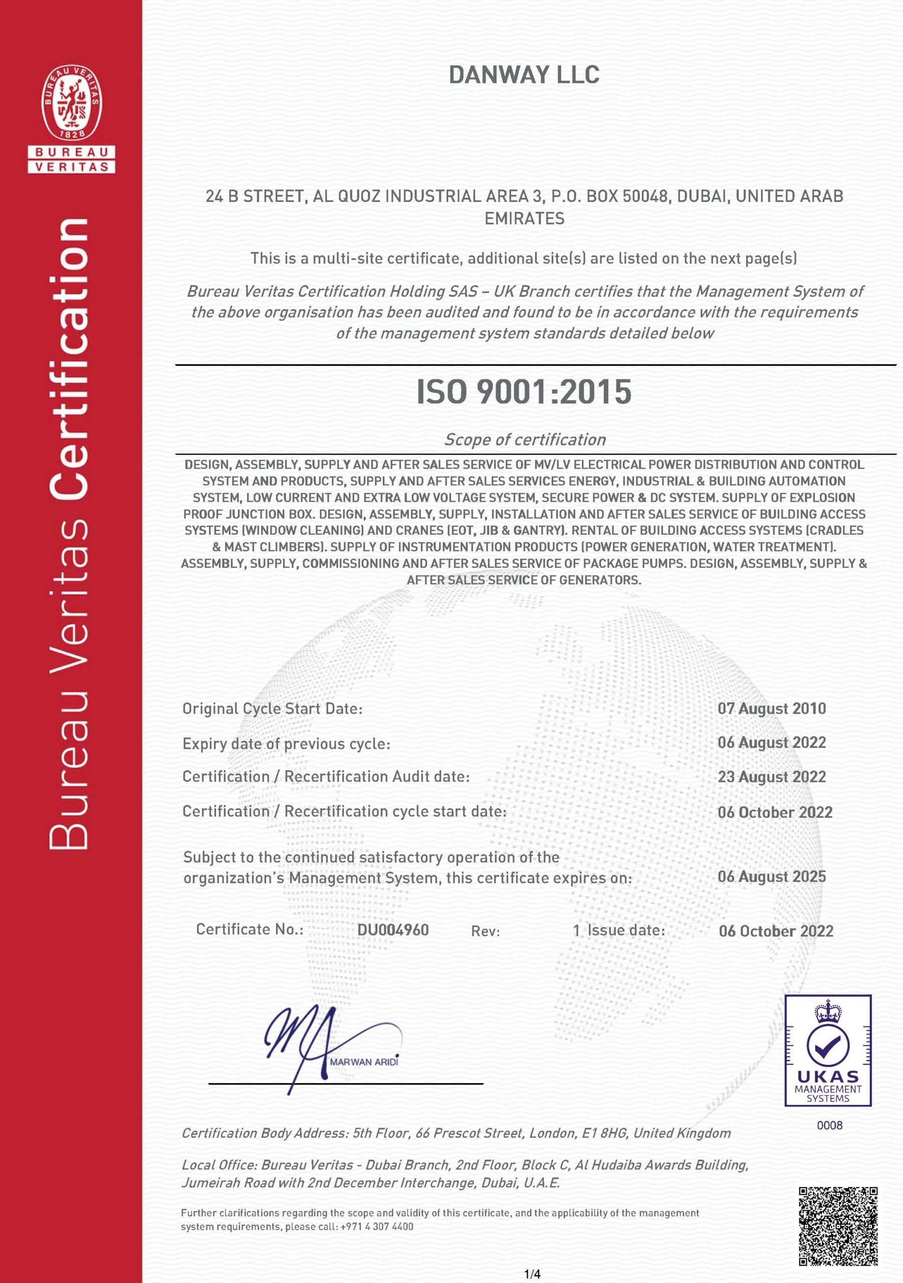 ISO45001:2015 Danway LLC, 1 of 4